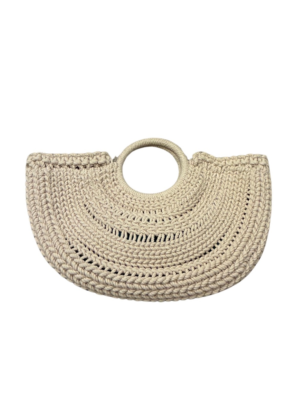 ZARA Crochet Half-Moon (crescent) Bag With Round Handle.